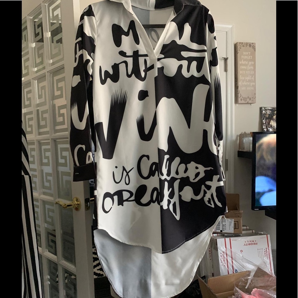 High low fashion letter print shirt